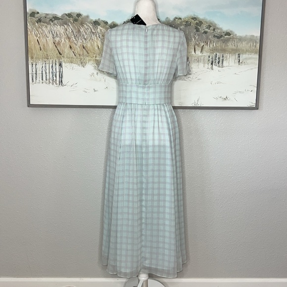 NWT EMPORIO ARMANI V-Neck Check Print Chiffon Dress Sz 42 (US 6) - Picture 8 of 16